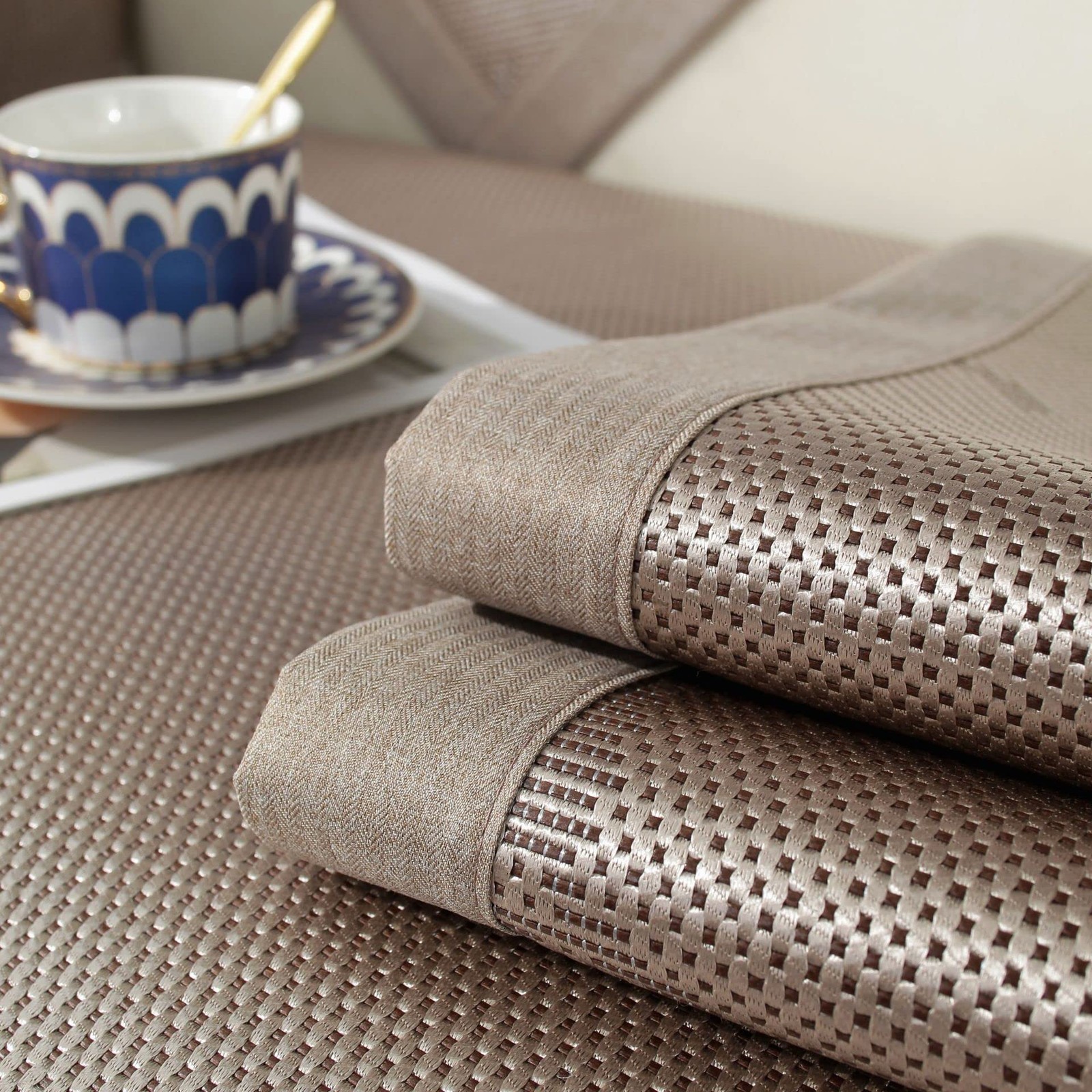 Square Cooling Bedding Mat,Ice Silk Rattan Matting,Foldable Jacquard Mixed Ic…