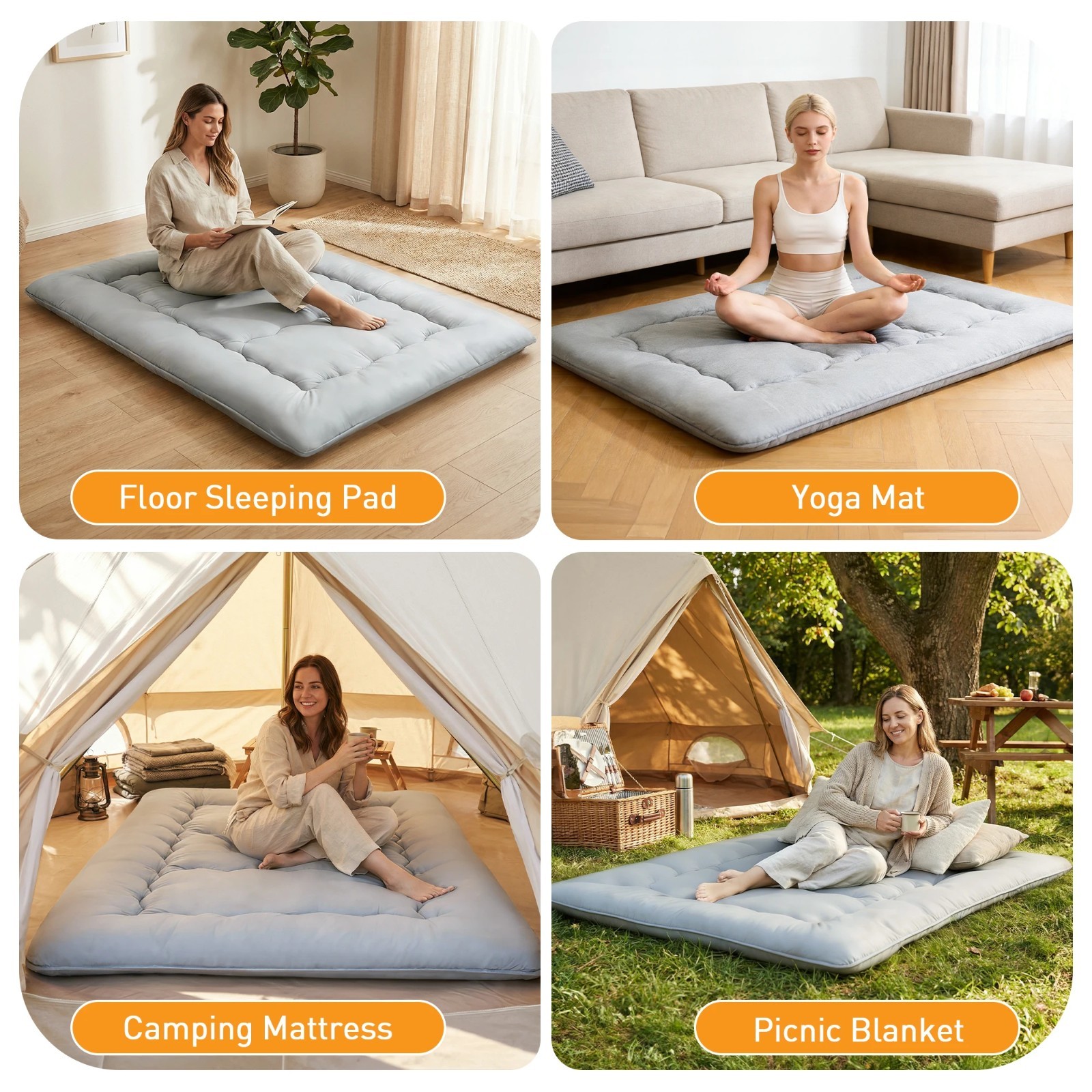 4-Inch Memory Foam Foldable Mattress – Portable Floor Bed for Guests & Dorms