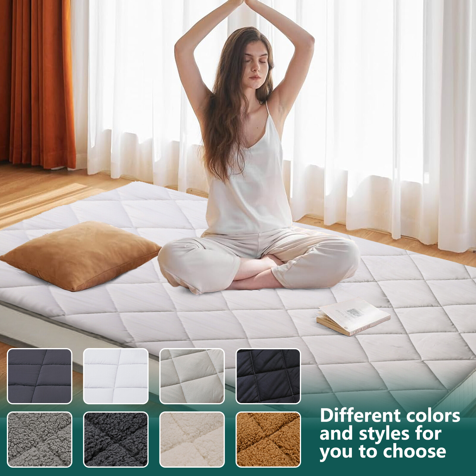 SLSY Folding Mattress Futon Mattress Japanese Floor Mat Diamond Pattern Mattress