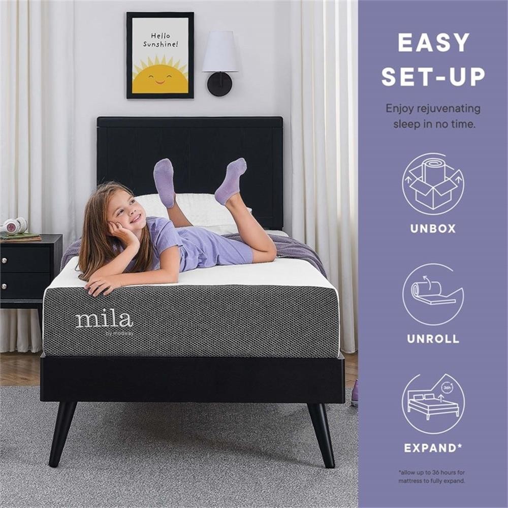Modway Mila 6″ Modern Style Memory Foam Twin Mattress in White (Set of 2)