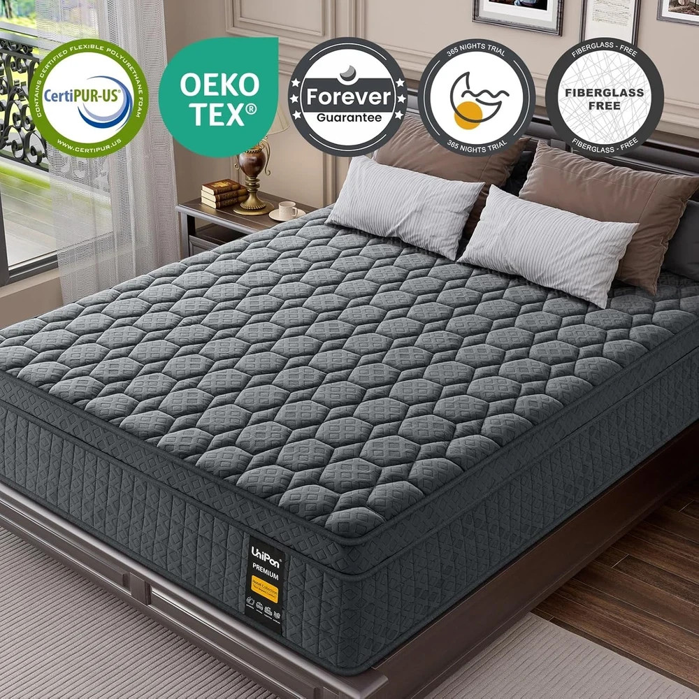 14 Inch Extra Firm Mattress Queen, Hybrid Mattress with Back and Lumbar Hip Supp