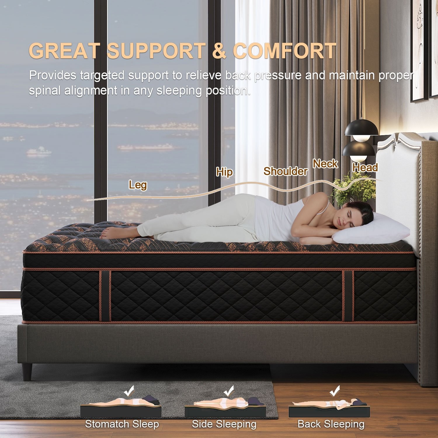 12″14″Twin Full Queen King Size Gel Memory Foam Spring Mattress In A Box
