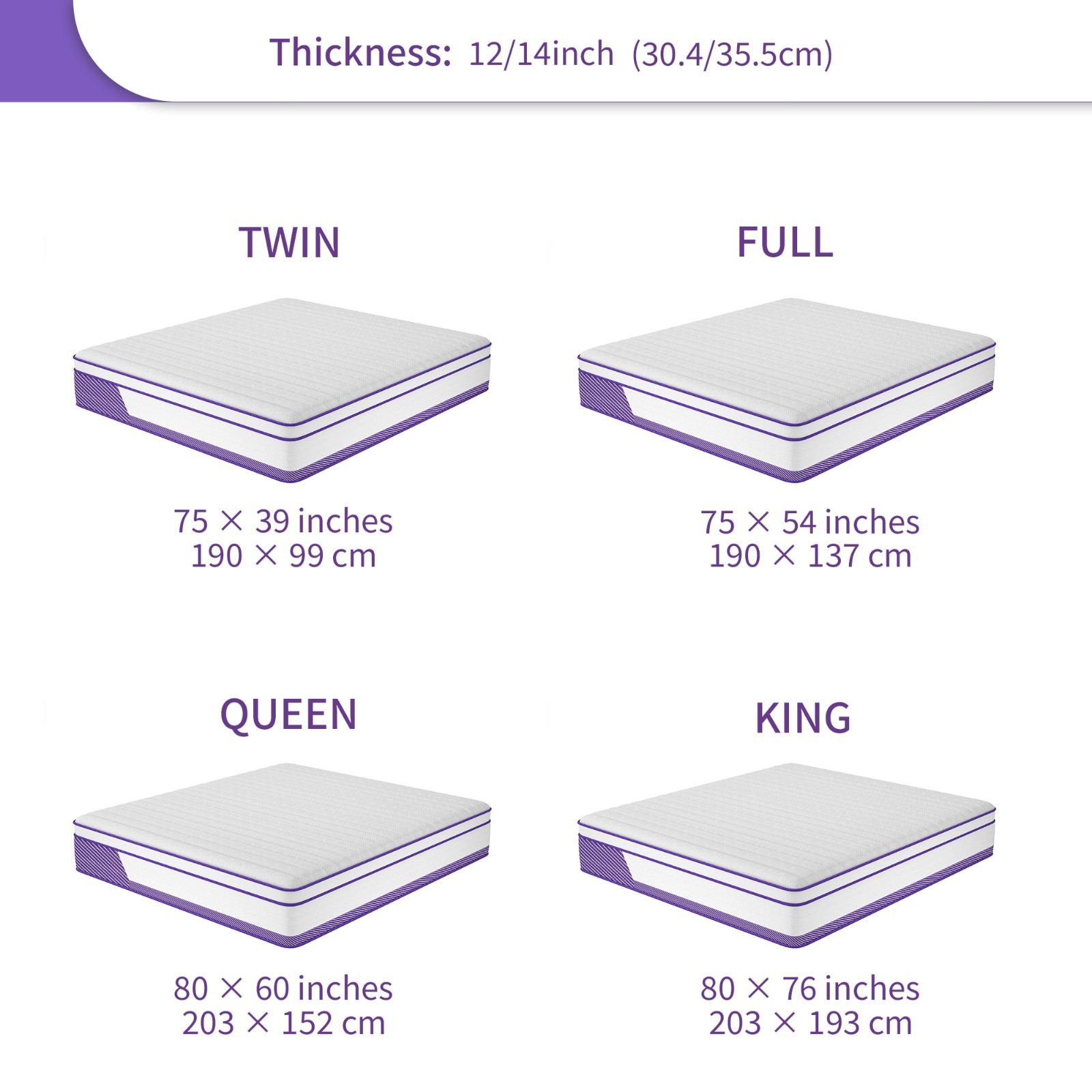 12″ 14″ Mattress Twin Full Queen King Size Hybrid Pocket Spring Memory Foam Bed