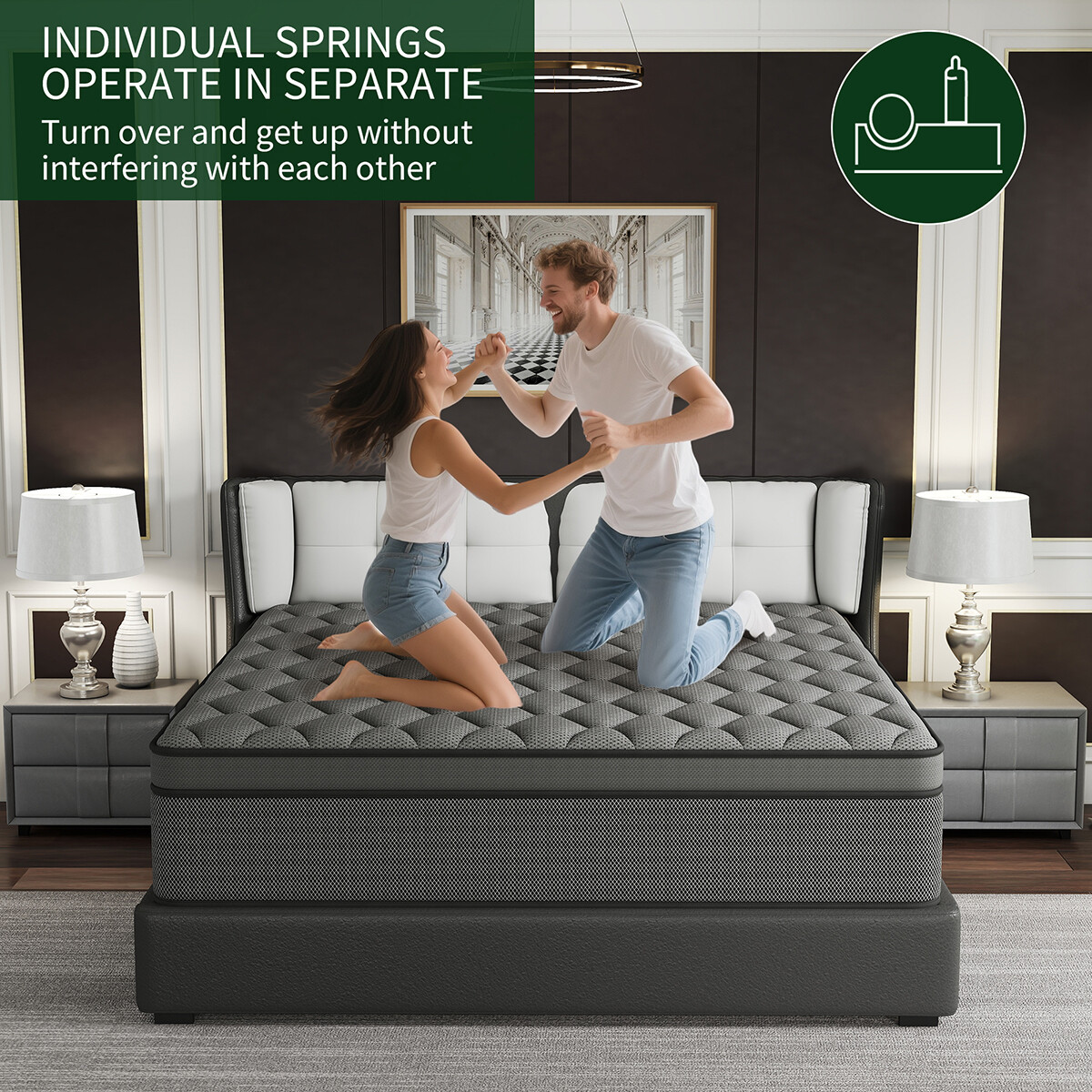 12 Inch Hybrid Mattress Memory Foam InnerSpring Twin Full Queen King In A Box