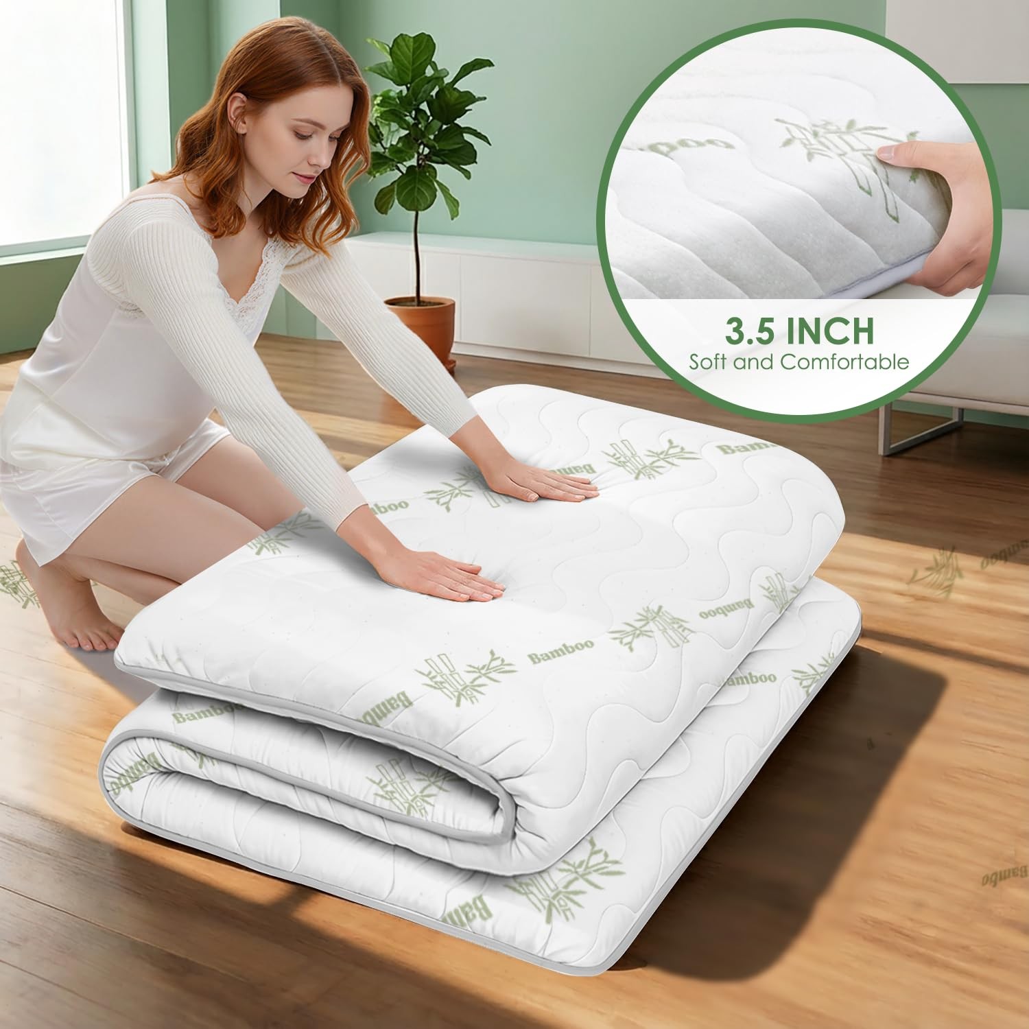 Japanese Floor Mattress Viscose Derived from Bamboo, 100% High Density Foam, …
