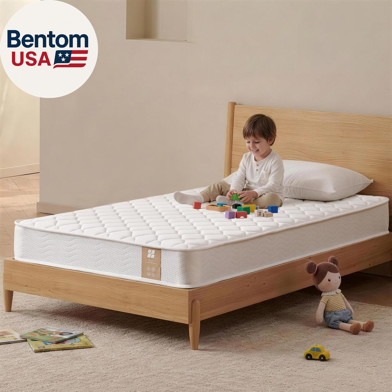 6 Inch Twin Mattress with Bonnell Spring, Twin Mattress for Kids, Memory Foam Ma