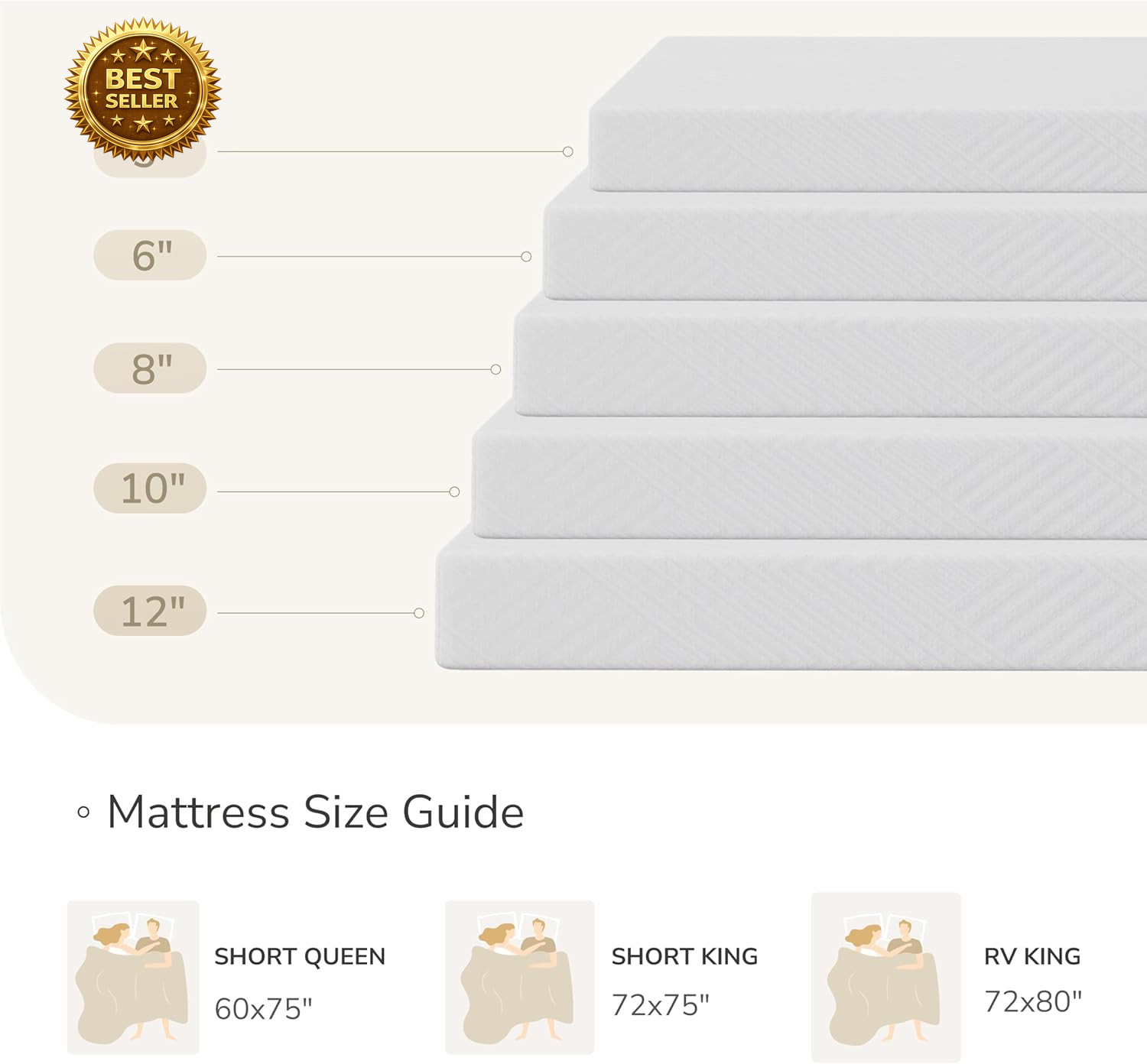 10 Inch Green Tea Memory Foam Mattress Gel Cooling Medium RV Bed Fiberglass Free