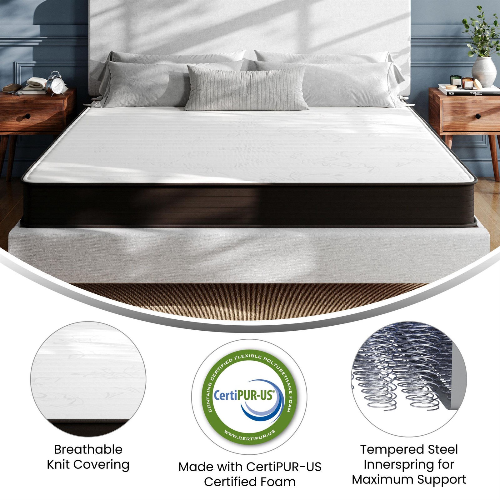 8″ Hybrid InnerSpring King Premium Cooling Mattress in a Box