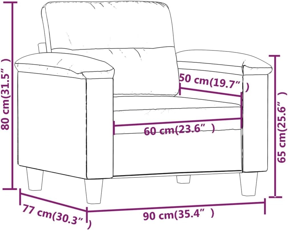 Light Grey Microfiber Sofa Chair for Living Room Bedroom Office, Single