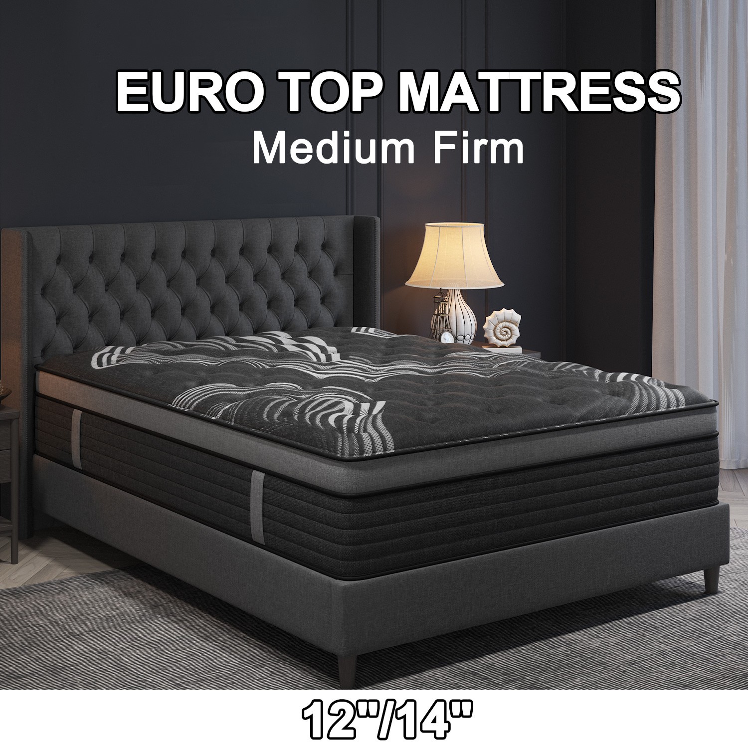 12″ 14″Twin Full Queen King Size Gel Memory Foam Spring Mattress In A Box