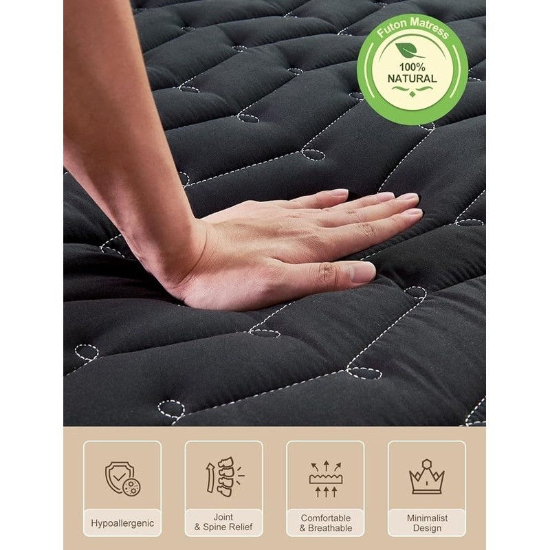 9 Layer Futon Mattress High Density Foam Floor Sleeping Pad Portable Use