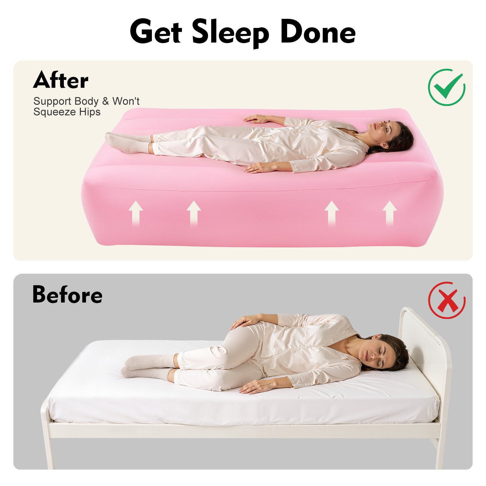 Foldable Inflatable Mattress w/ Reusable Electric Air Pump Post Surgery Recovery