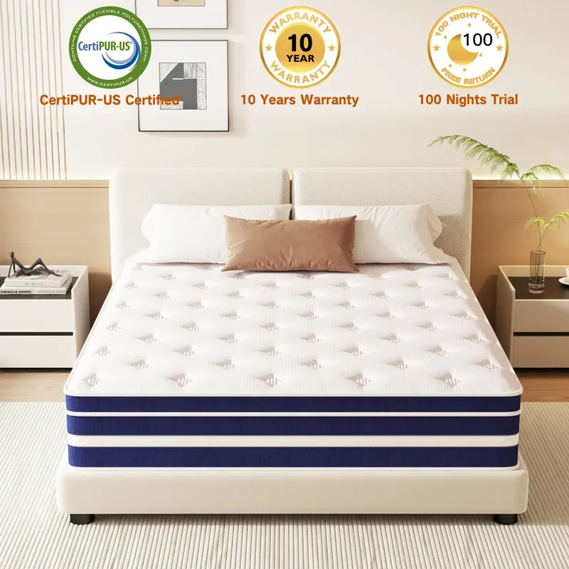 10/12/14″ Twin Full Queen KingHybrid Mattress in a Box Gel Memory Foam Mattress