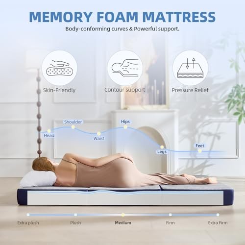 Cooling Foldable Mattress Memory Foam Mattress/Topper with Cold Full 6 Inch