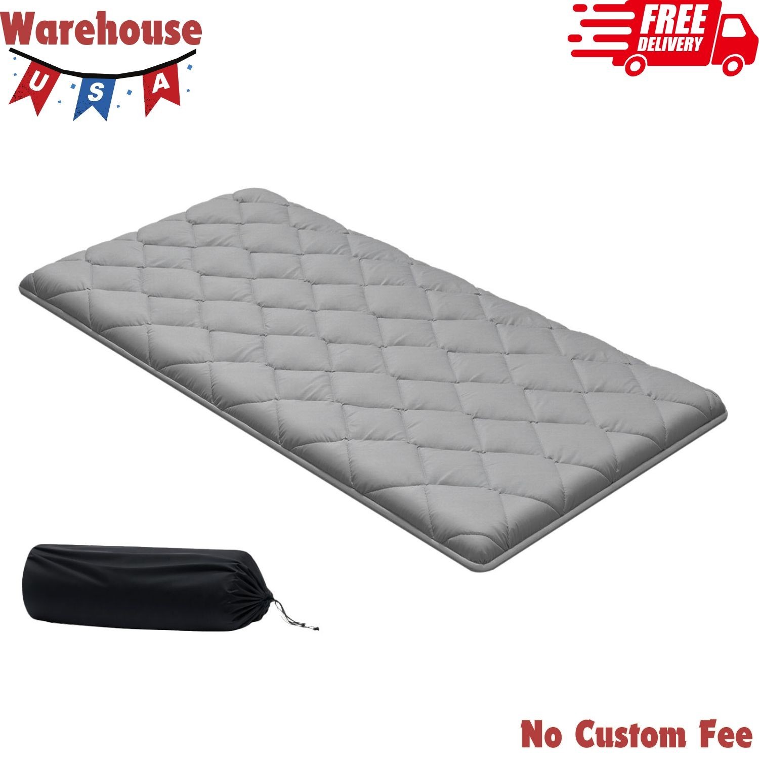 Twin Size Foldable Japanese Tatami Mattress, Brushed Fabric Foam, 80×39×3.5 in