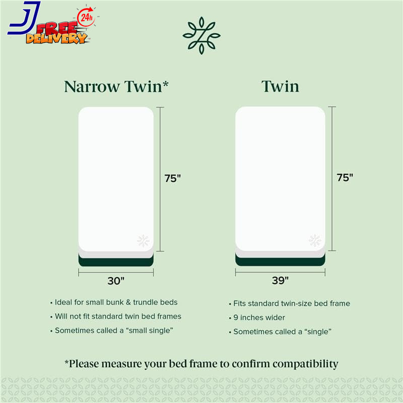 Narrow Twin Mattress 30” Wide X 75”Long 5 Inch Memory Foam Mattress for Bunk Bed