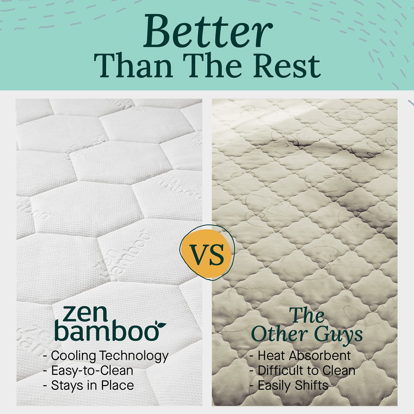 Zen Mattress Pad Cover – Cooling Bed Topper & Waterproof Protector w/Deep Poc…