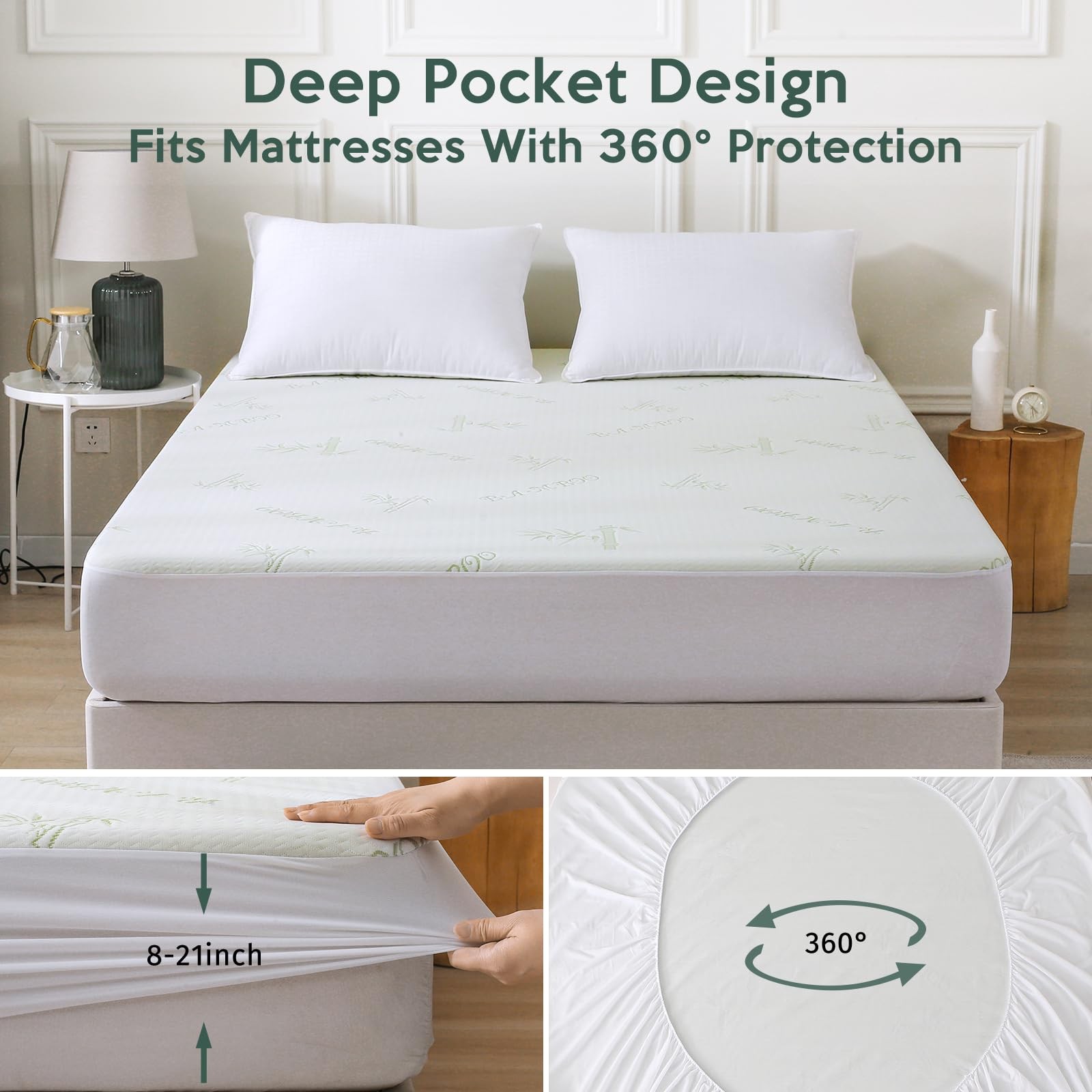 MUXHOMO 2 Pack California King Mattress Protector, King, White