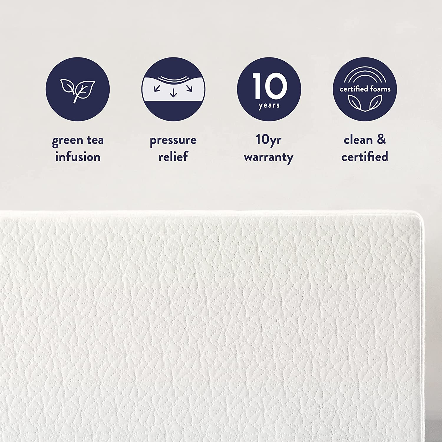 10 Inch Twin Mattress XL Long, Bed-In-A-Box, Green Tea Memory Foam,White