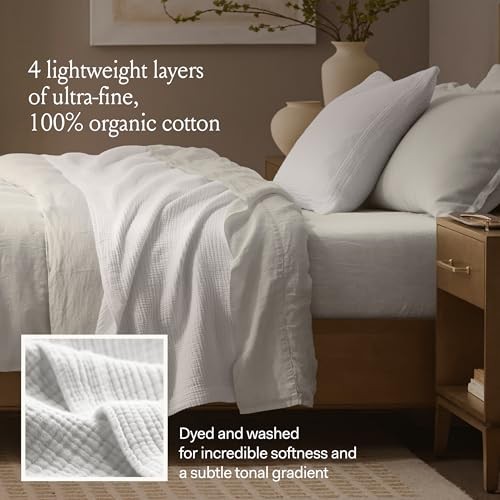 Dream Bed Blanket – – Luxury 100% Organic Cotton – Soft, Full/Queen Mist