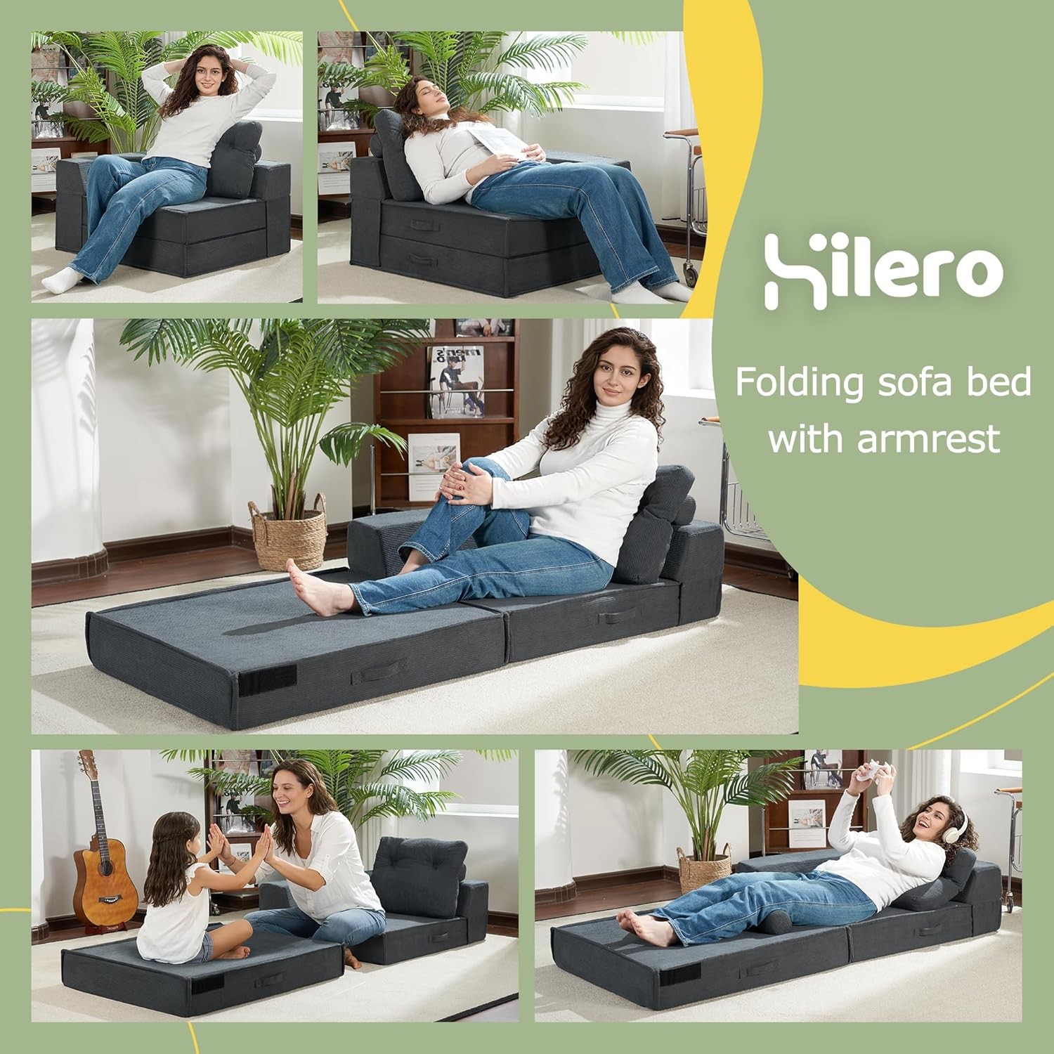 Folding Sofa Bed, 4 in 1 Convertible Sleeper Chair with Pillow, Standard