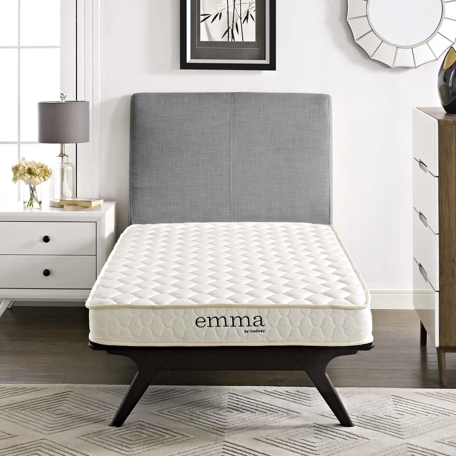 Emma White 6 Inch Twin Mattress MOD-5560-WHI Emma Collection by Modway