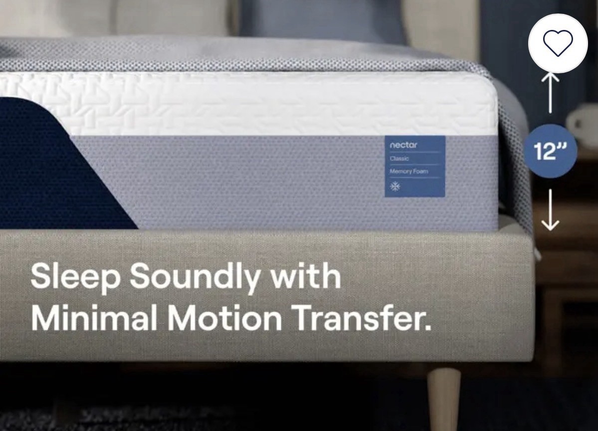 Nectar Classic 12” Firm Memory Foam Mattress for a Full size bed