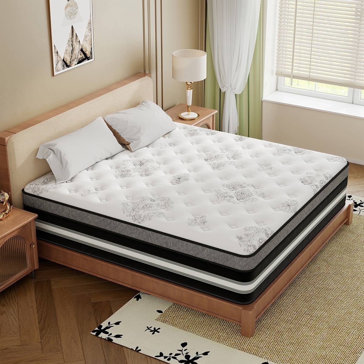 12″/14″ Queen Mattress in a Box Gel Memory Foam Hybrid Spring Twin Full King