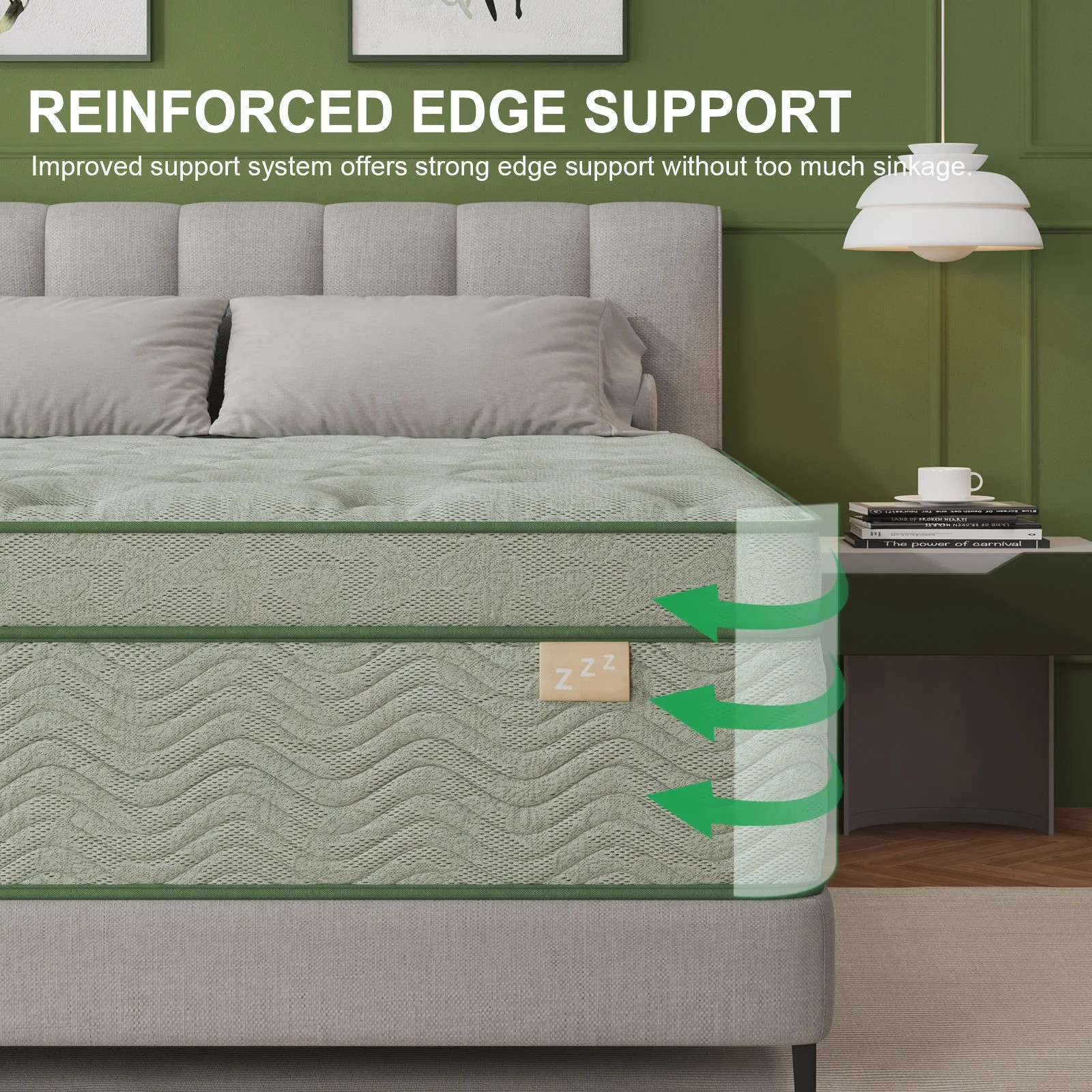 Viscountess 14inch Queen Mattress with Gel Memory Foam Medium Firm Euro Top Hybr