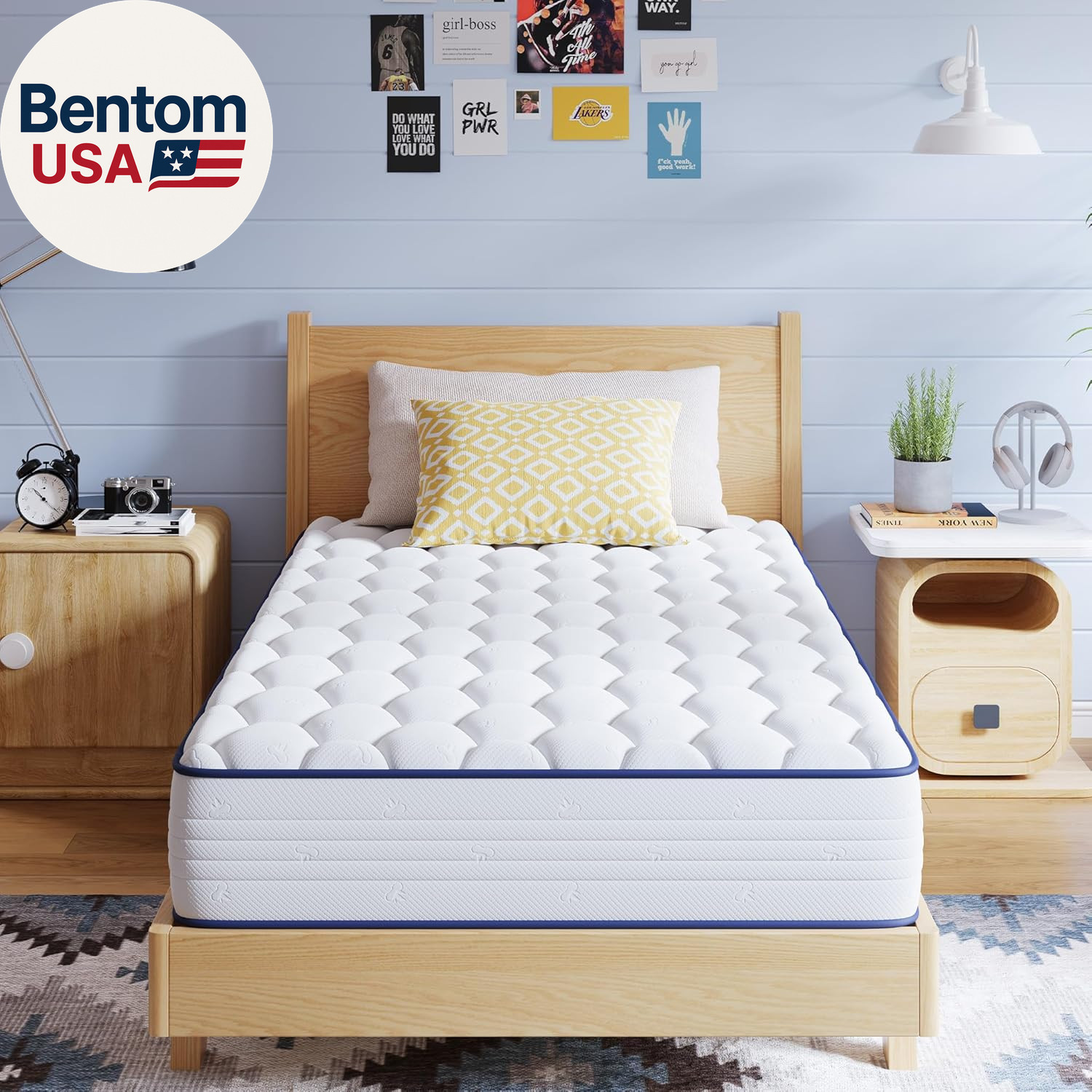 6 Inch Twin Mattress, Foam and Spring Hybrid Mattresses in a Box, Medium Soft, B