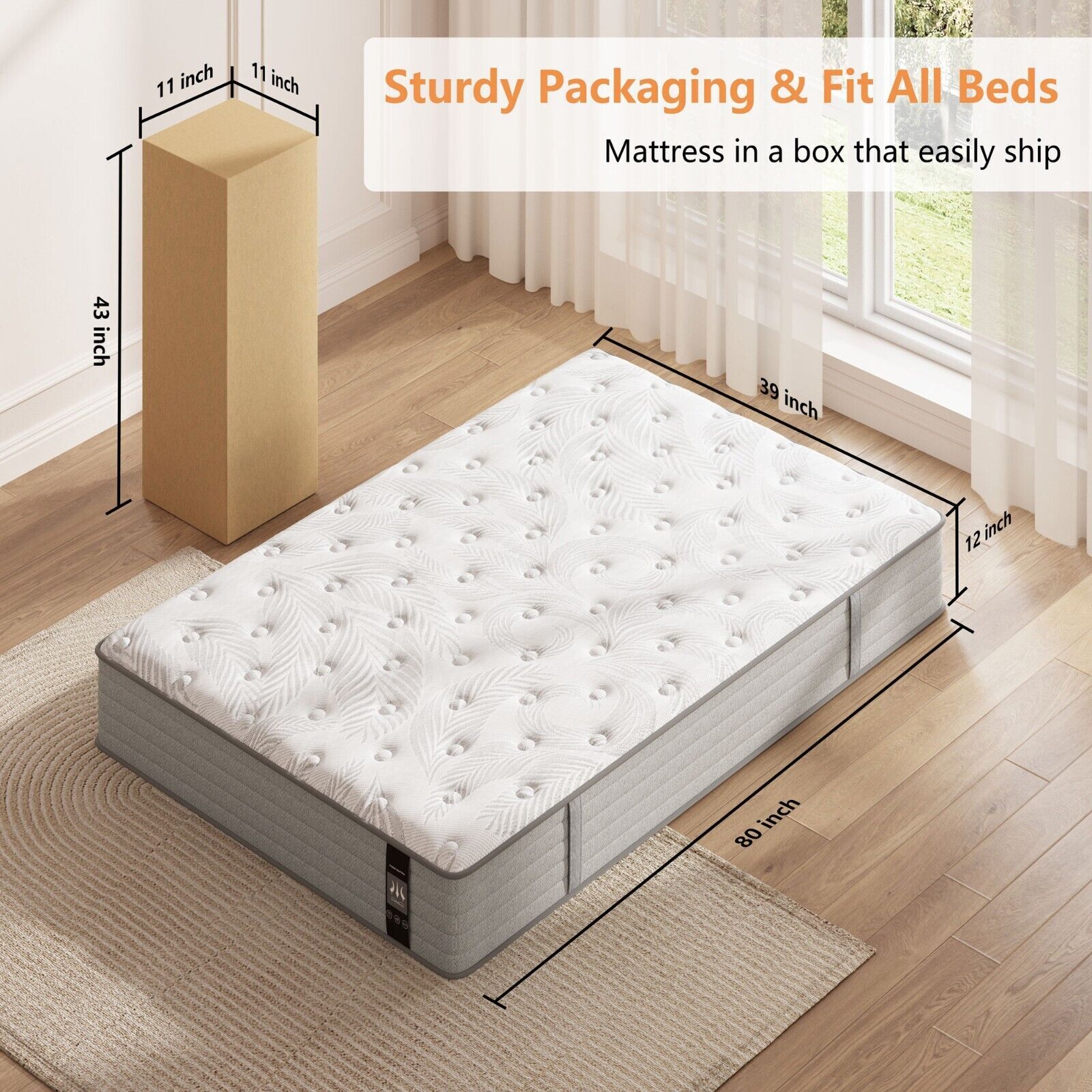 12” 14″Twin Full Queen King Memory Foam Spring Hybrid Mattress in a Box Medium