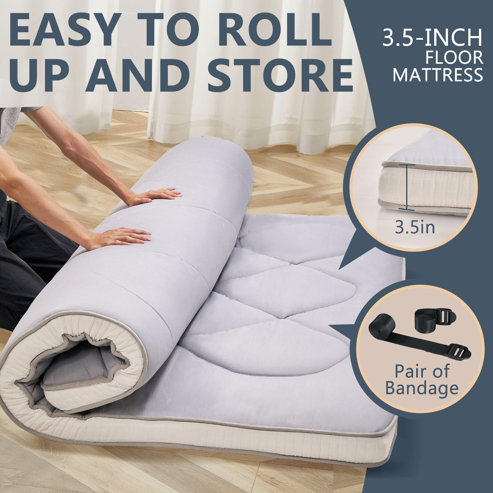 Lilypelle Japanese Floor Mattress Futon Mat Foldable Mattress Twin Full Queen 3″