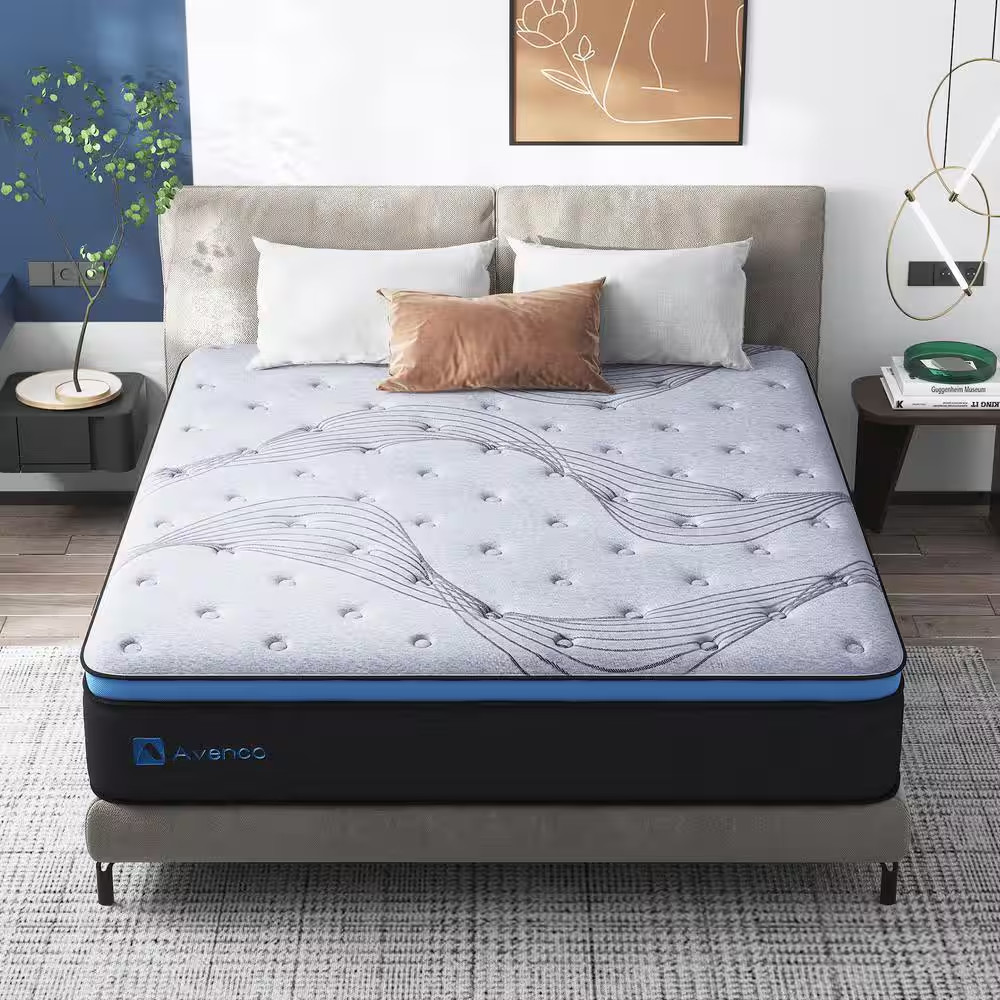 12 In. Medium Hybrid Gel Foam Mattress，Pillow Top Queen Mattress