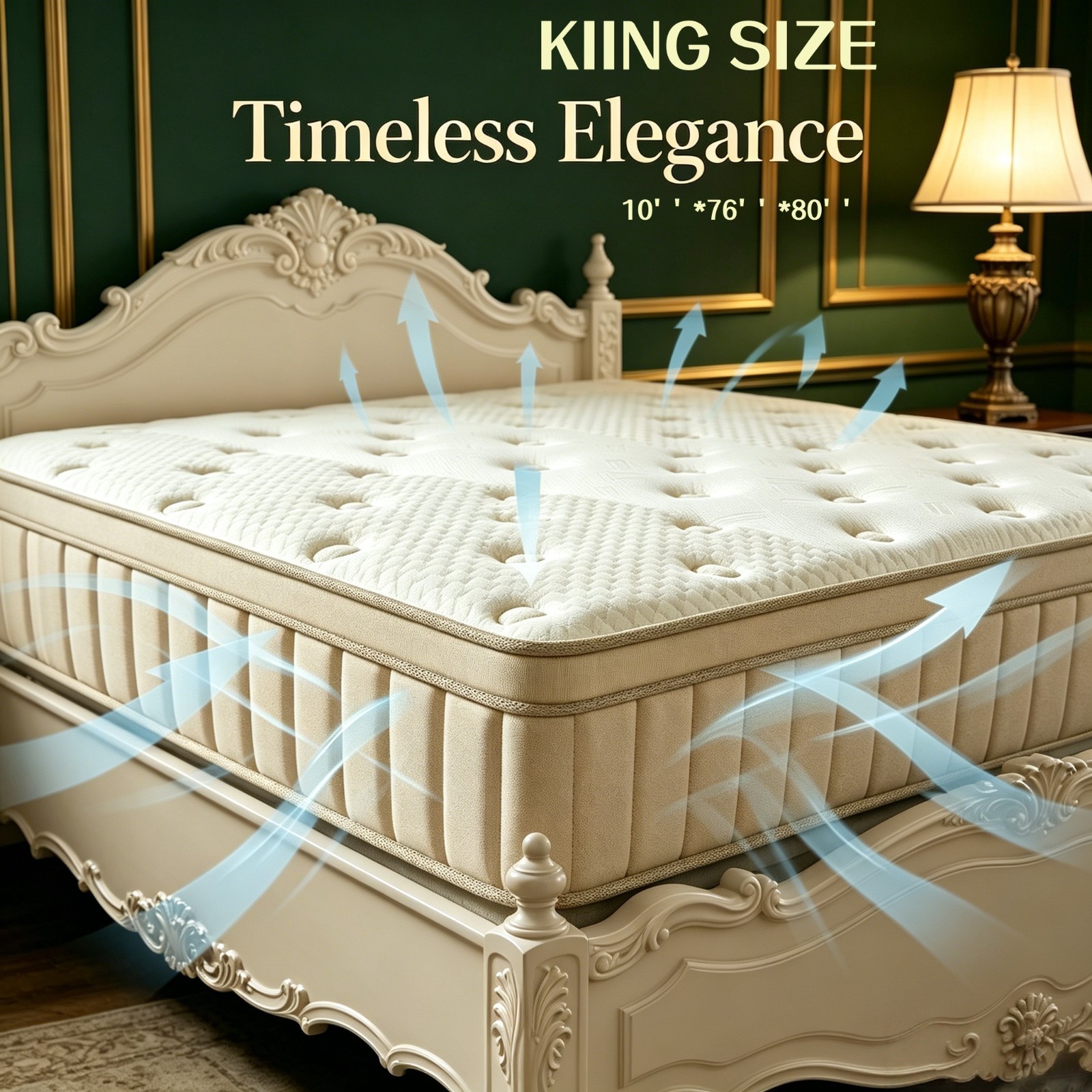 10” King Hybrid Mattress Cooling Gel Memory Foam Pocket Spring Bed Box Beige