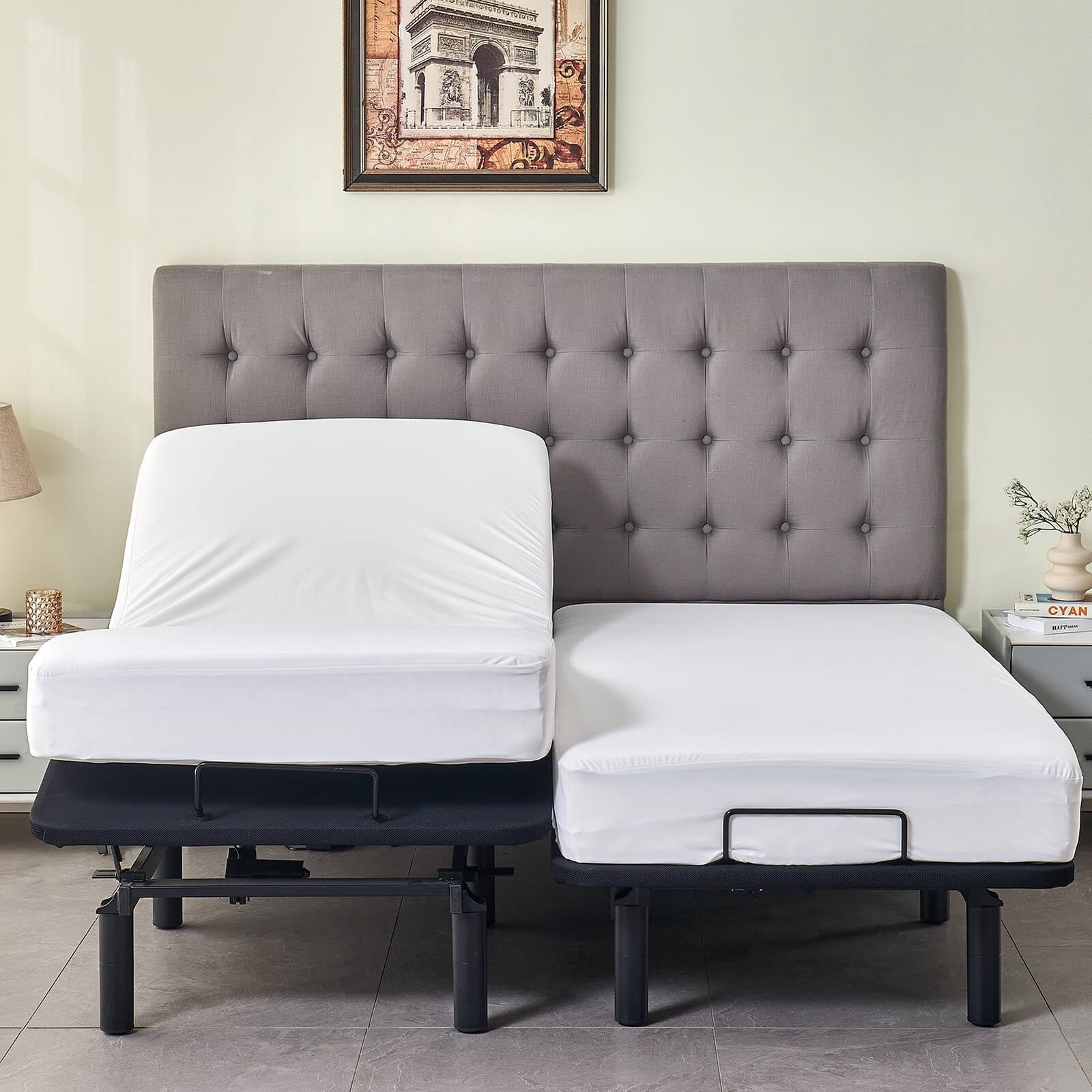 Waterproof Split King Mattress Protector for 2x(39×80), White