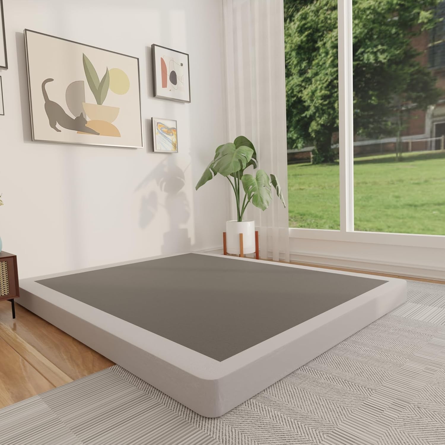 King Box Spring 4 Inch Low Profile Mattress Foundation Metal Bed Base