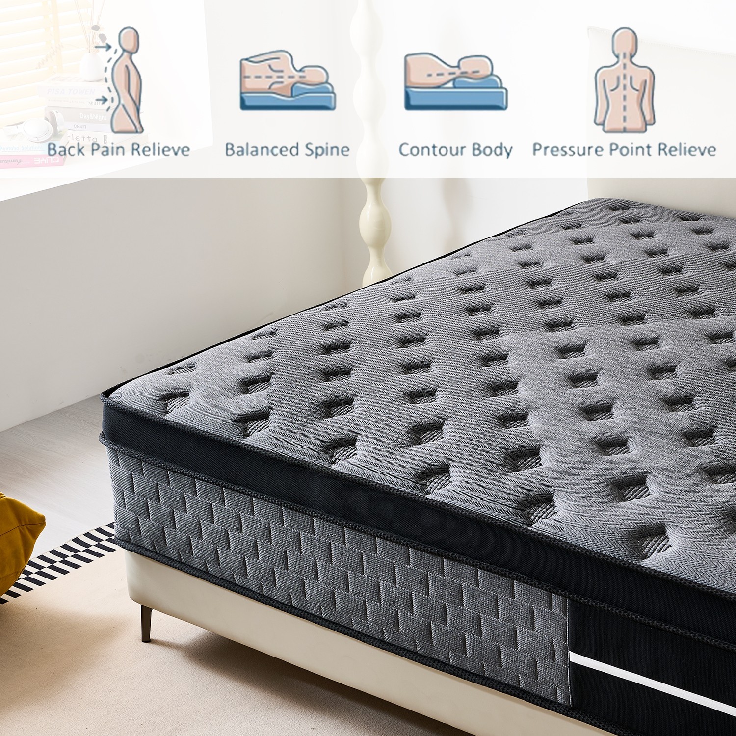 8″10″12″14 Twin Full Queen King Size Mattress in a Box Hybrid Spring Memory Foam