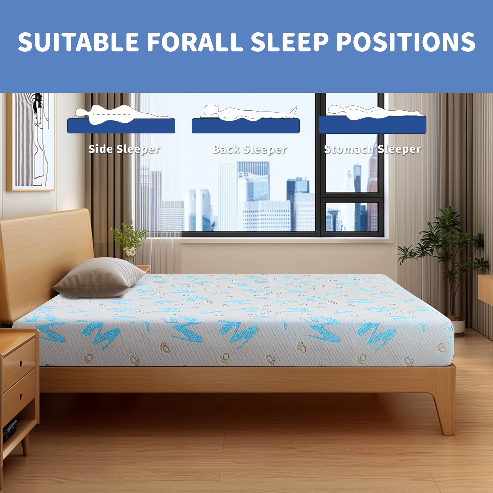 5″ 6″ Twin TwinXL Full Queen Size Gel Memory Foam Mattress with Removable Cover