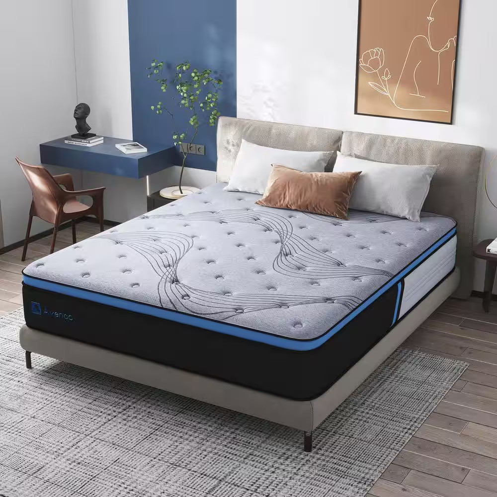 12 In. Medium Hybrid Gel Foam Mattress，Pillow Top Queen Mattress