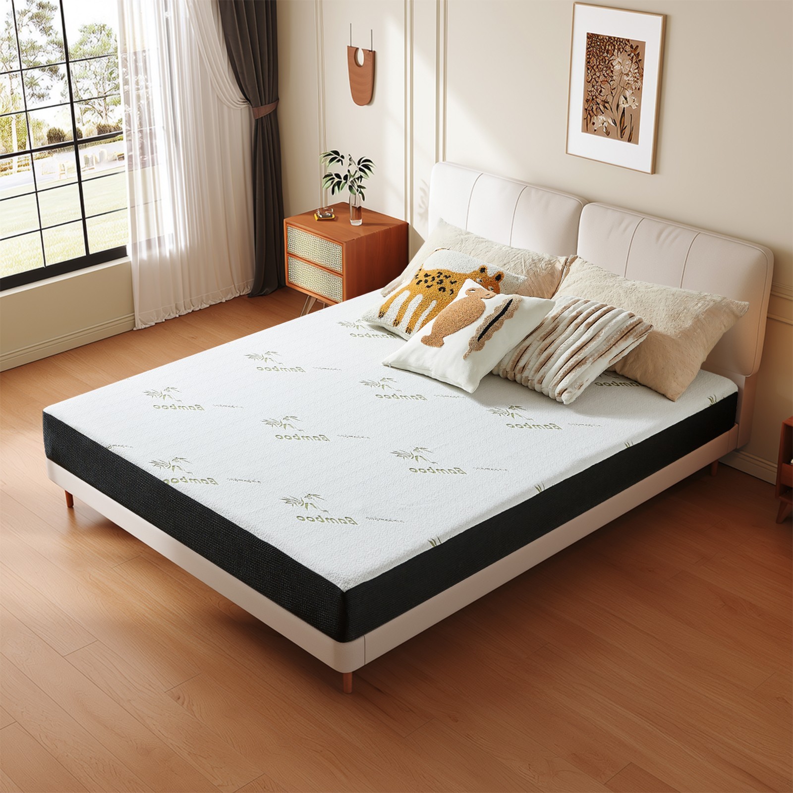 5″ 6″ Waterproof Gel Memory Foam Mattress with Breathable Bamboo Cover in a Box