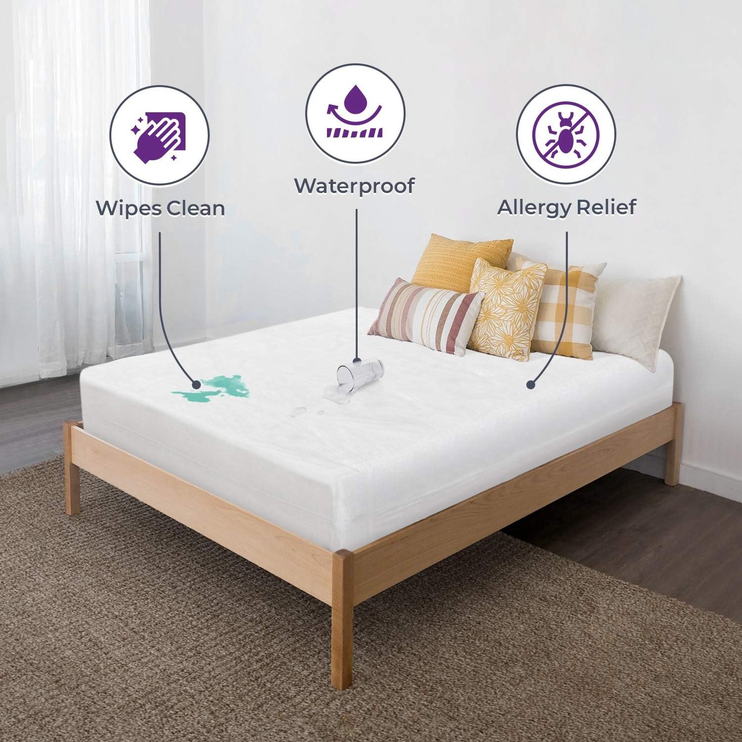 BLISSFORD Plastic Mattress Protector Zippered Queen (60×80) 16 Drop, White