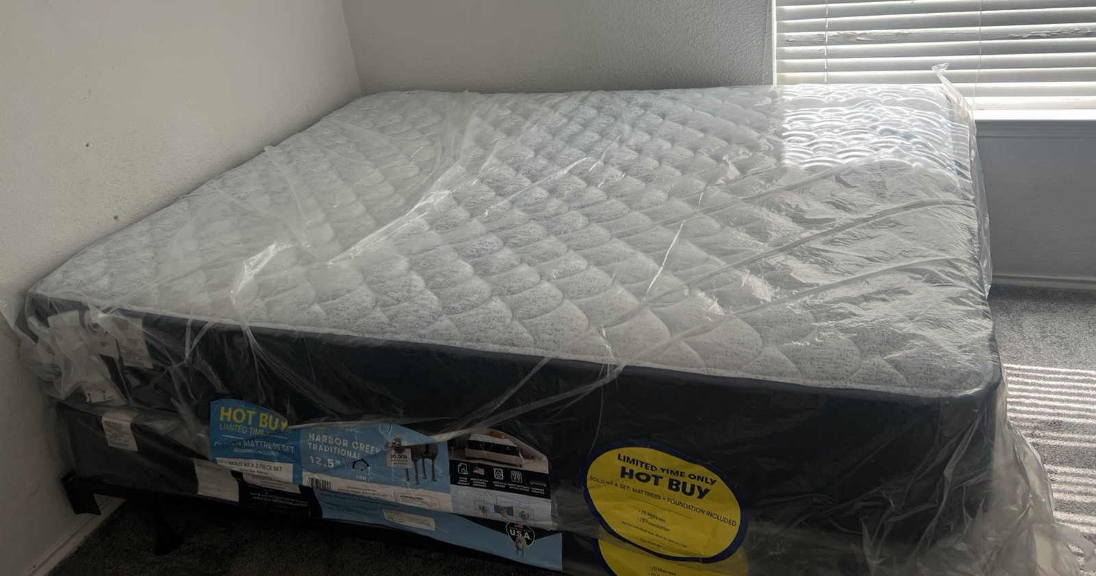 Harbor Creek Traditional Plush Queen Innerspring Mattress Pillow Top Quilted