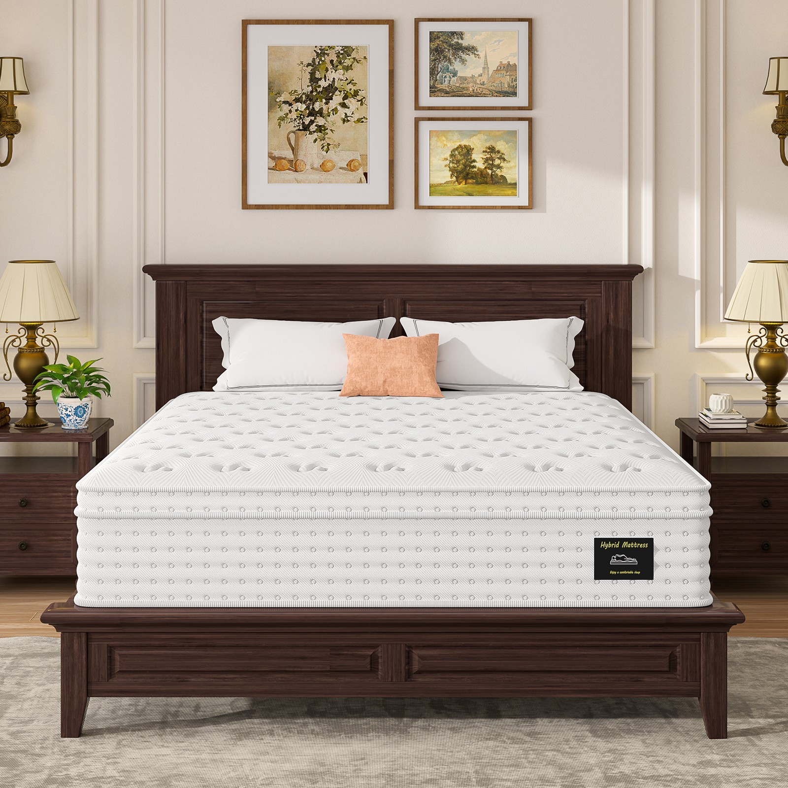 14” Hybrid Mattress – Queen, Memory Foam & Pocket Springs for Pressure Relief