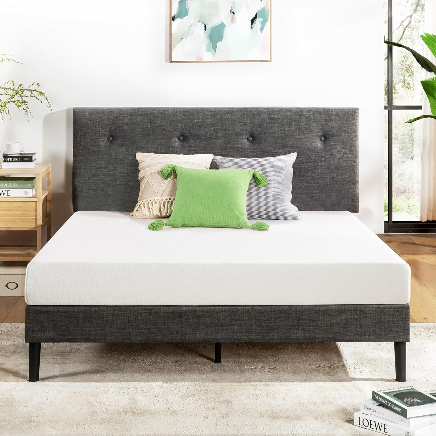 Best Price Mattress 6 Inch Twin Mattress Bed-In-A-Box, Green Tea Memory Foam, Wh