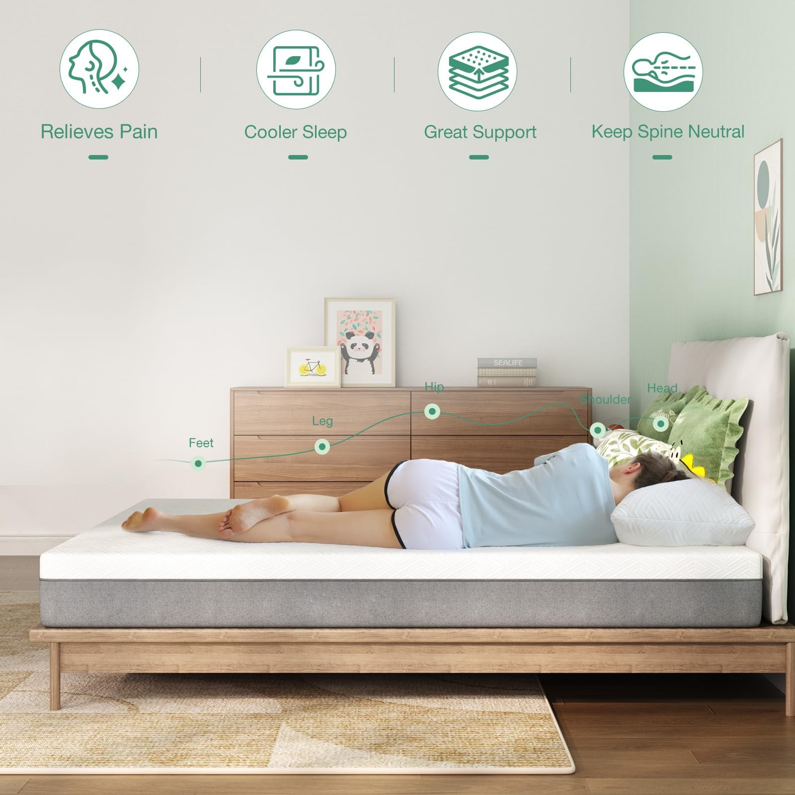 Novilla Twin XL Mattress, 6-Inch Gel Memory Foam Mattress for Cool Sleep & Press