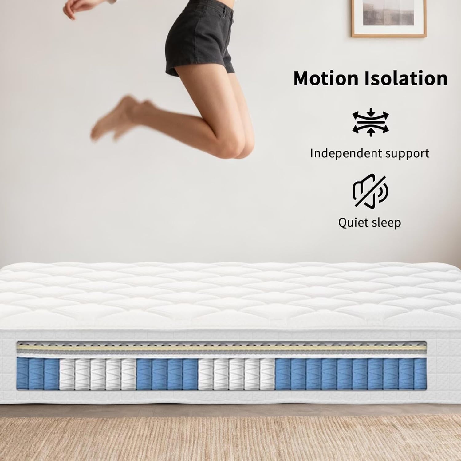 Queen Mattress, 14 Inch Hybrid Memory Foam Mattress in a Box, Cooling Gel for Pr