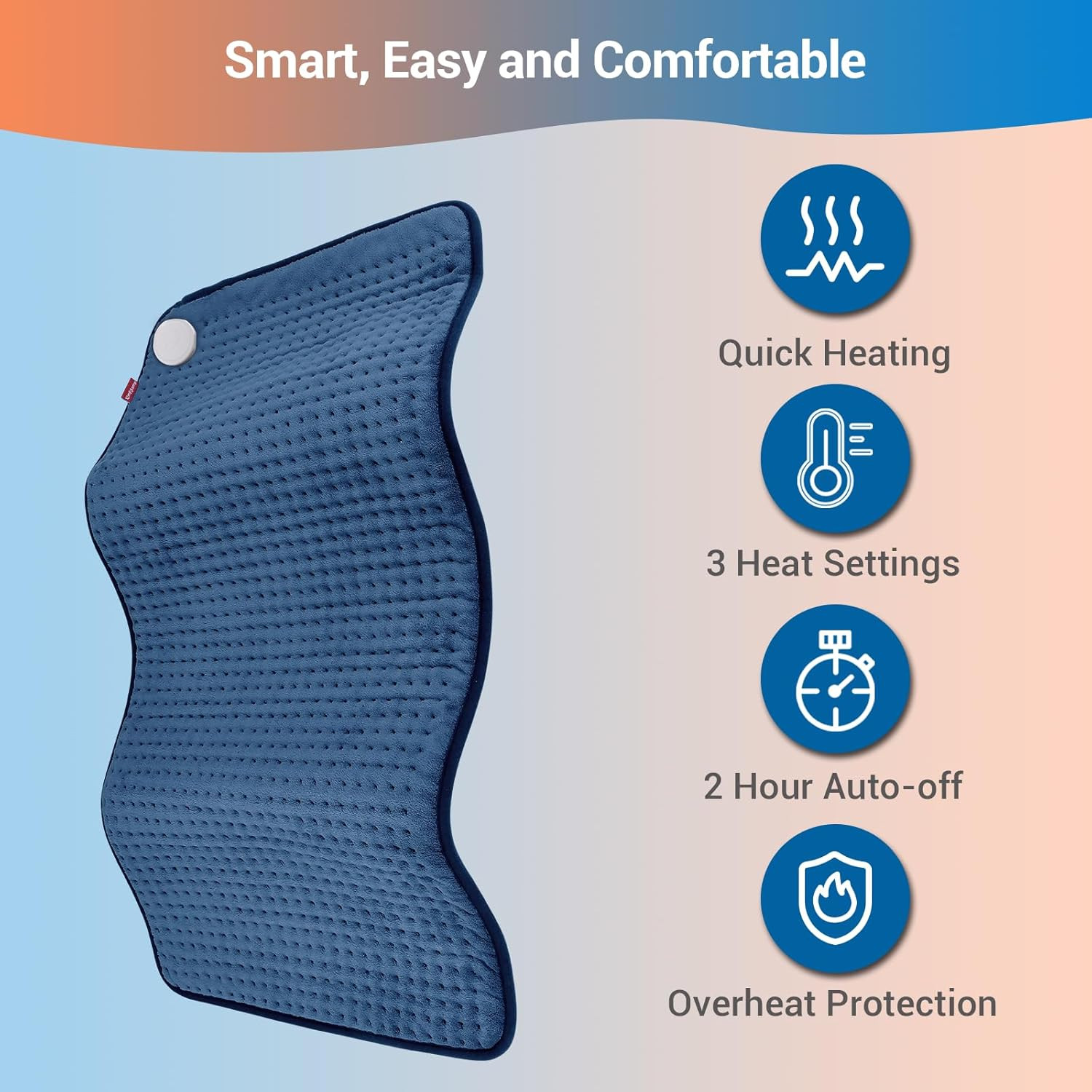 17”X33” XXXL King Size Heating Pad for Back Pain Relief Cramps With