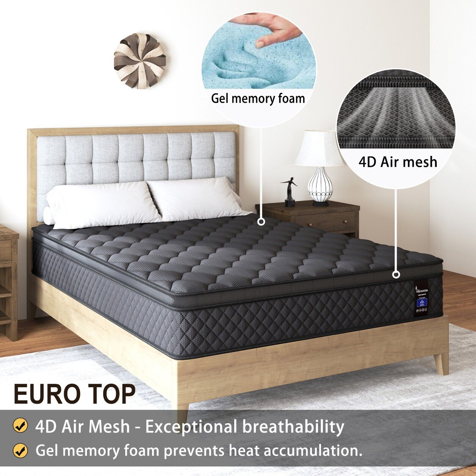 12 Inch Gel Memory Foam Mattress Twin Full Queen King Hybrid Spring Bed In A Box