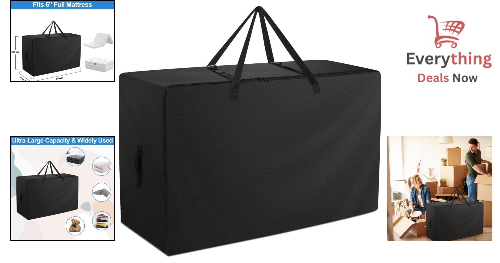 Heavy-Duty Folding Mattress Storage Bag Waterproof 600D Oxford Case Fits 6″ Full