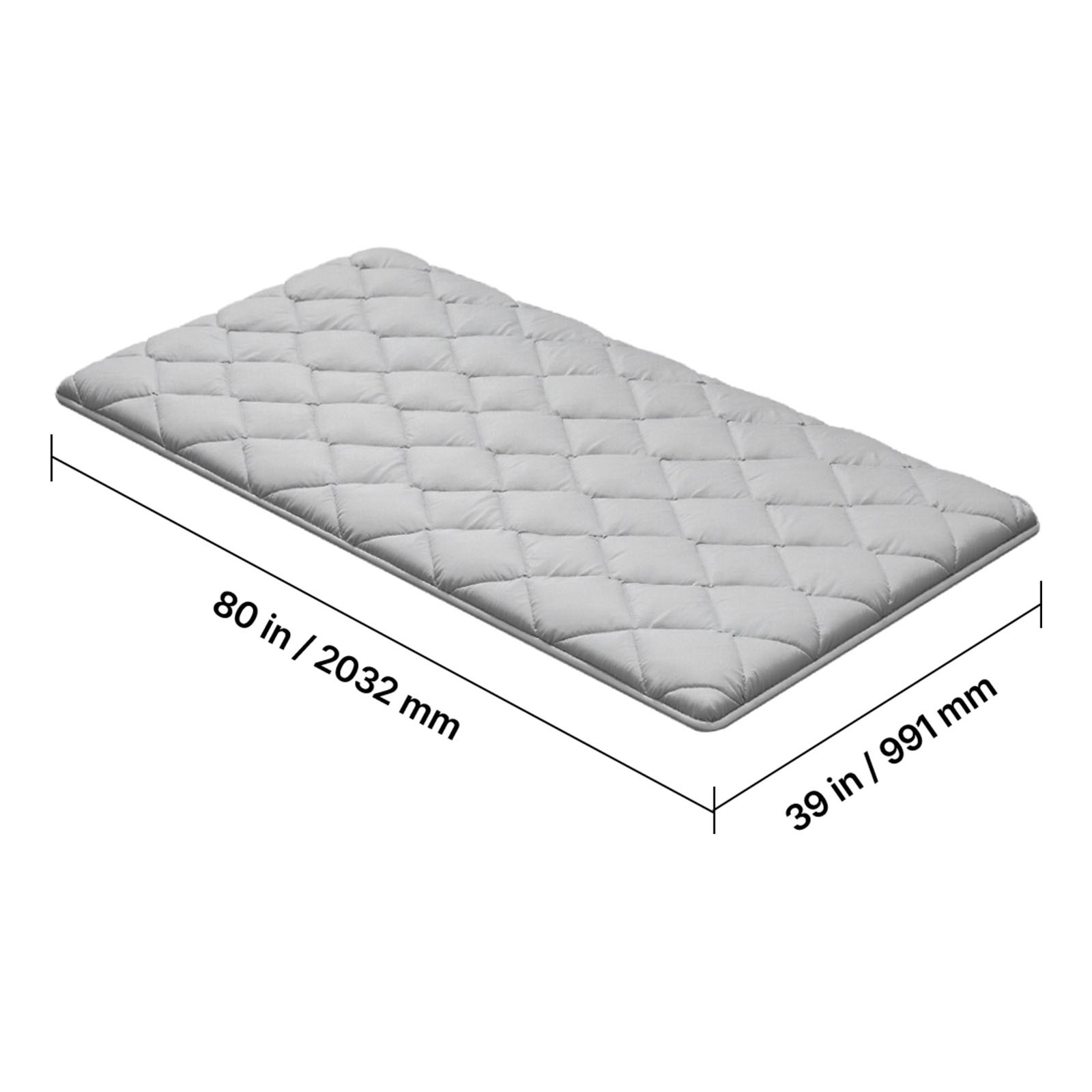 Uimoso Japanese Tatami Mat Twin Foldable Futon Mattress with Storage Bag Gray
